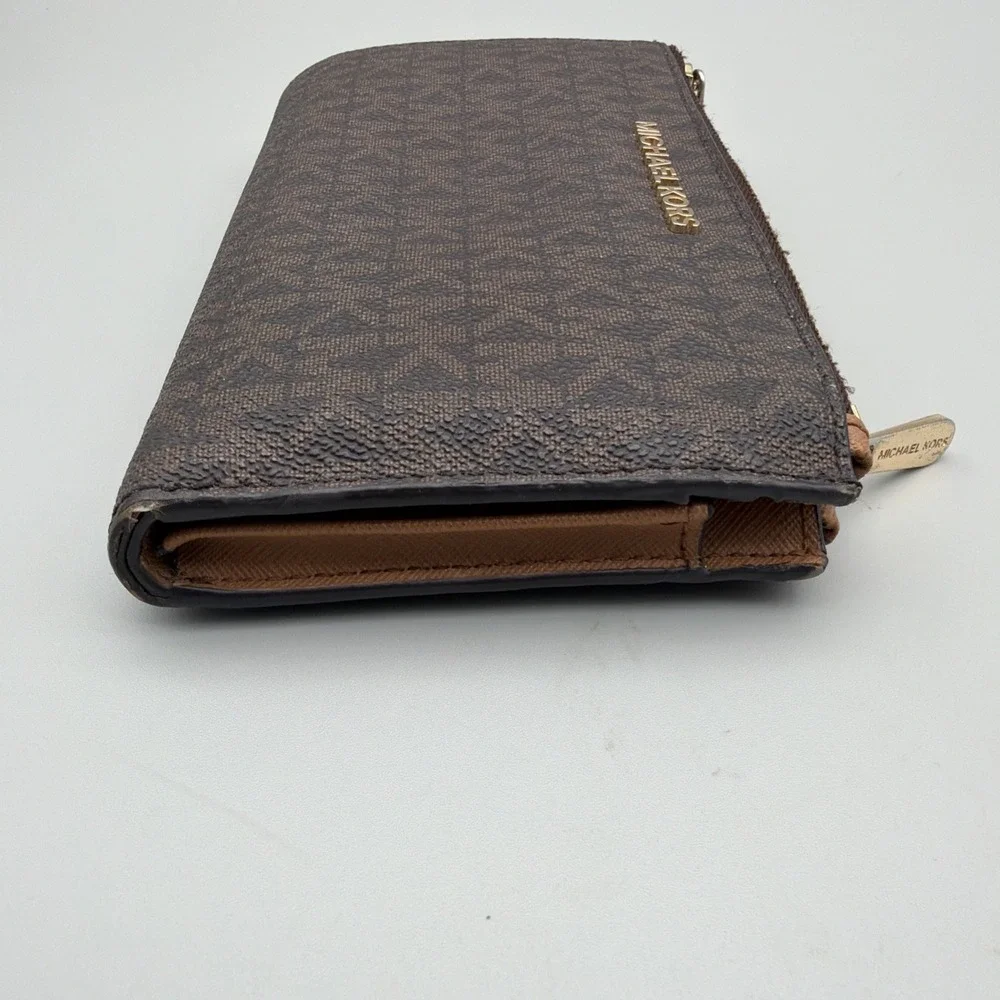 Michael Kors Monogram Wallet with Smartphone Pocket, Brown, No Wristlet